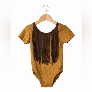 Small Shop Faux Suede Fringe Leotard Girls 2/3 Western Boho CowgirlFestival